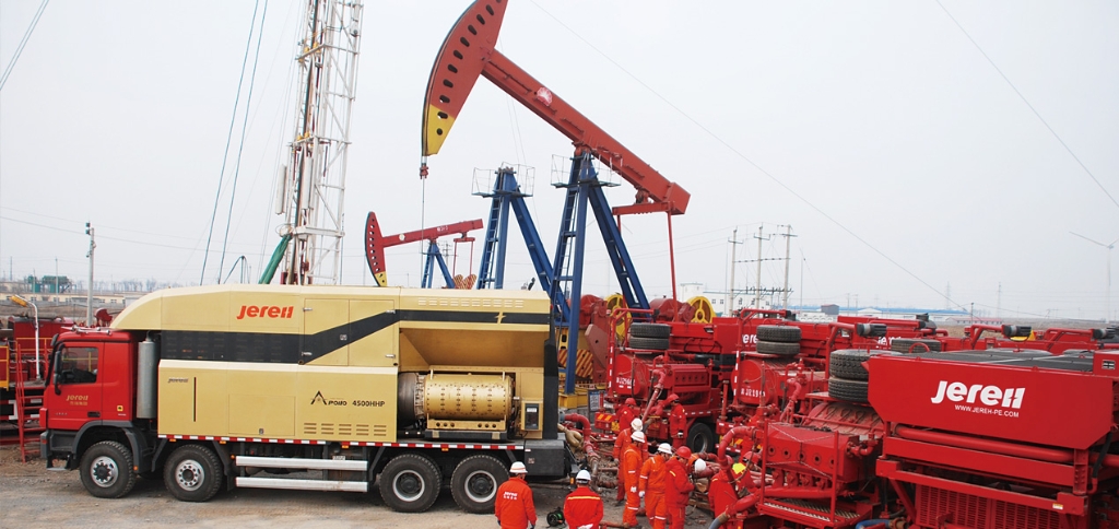 Jereh 4500 Turbine-driven Frac Pumper in Dagang Oilfield, China